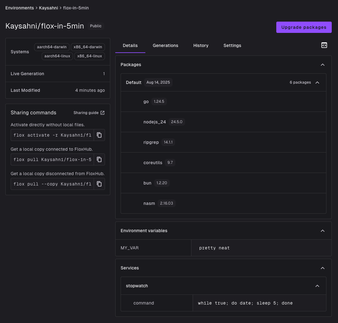 FloxHub environment view